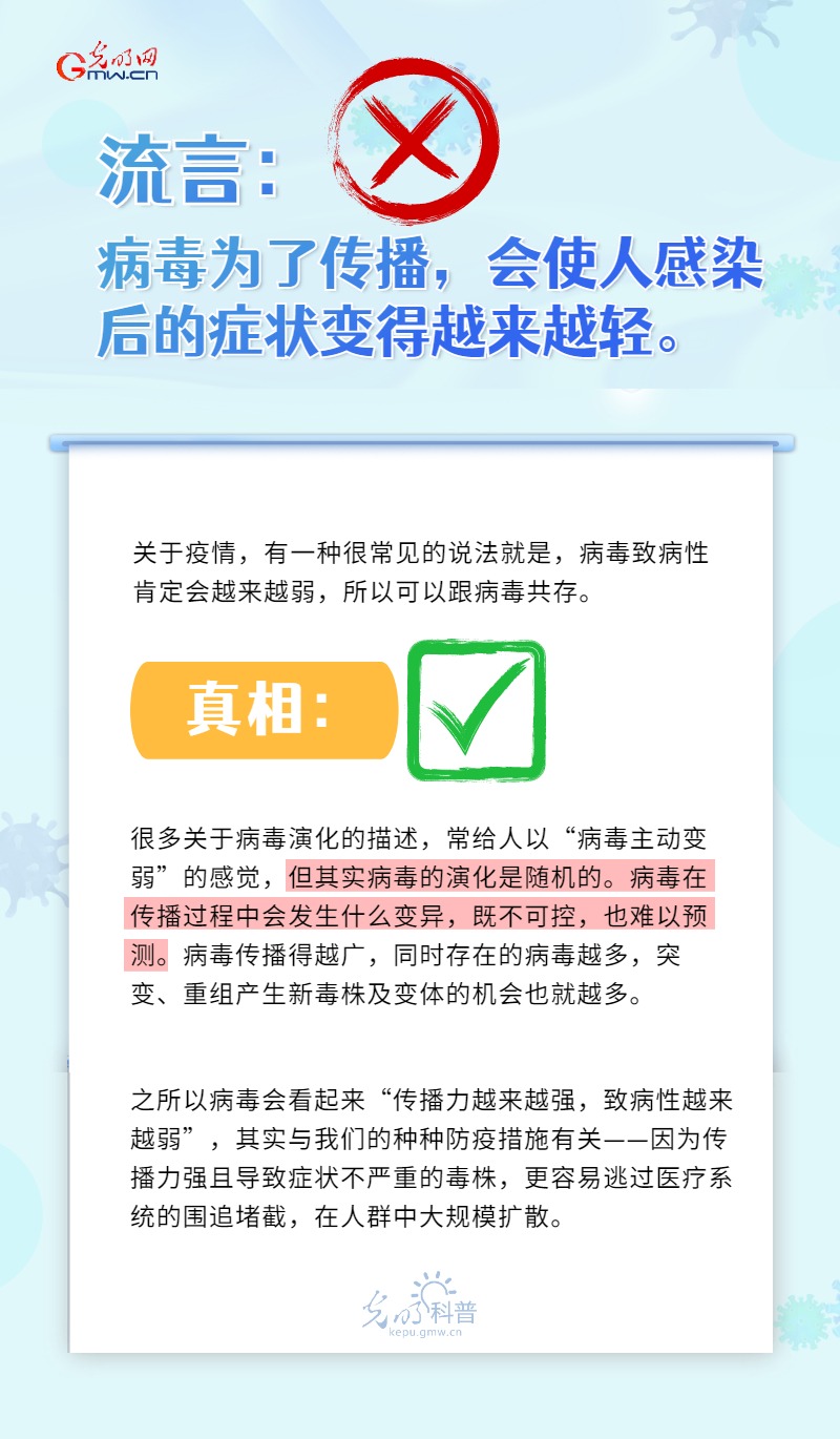 【防疫科普】新冠病毒会越来越弱？这些谣言你别信！