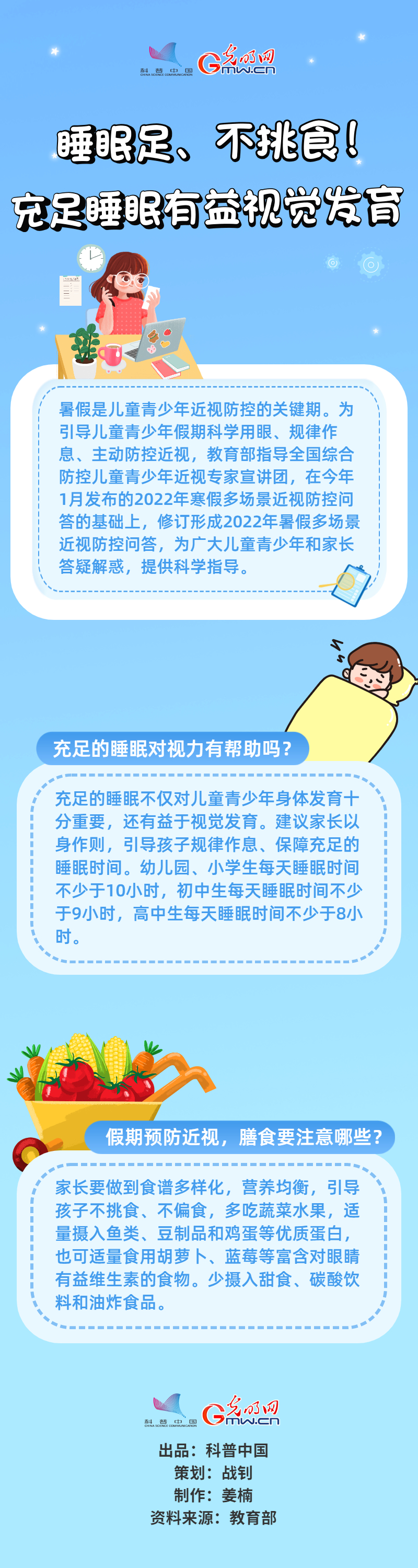 科普图解| 睡眠足、不挑食！充足睡眠有益视觉发育