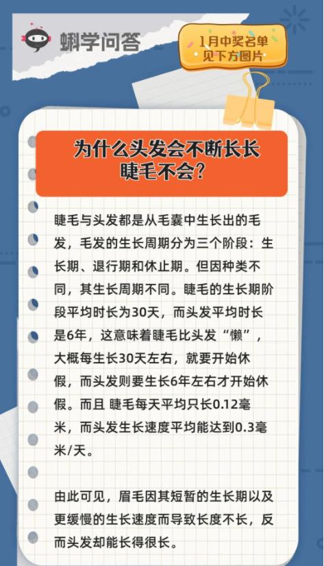 蝌学问答 | 为什么头发会不断长长，睫毛不会？