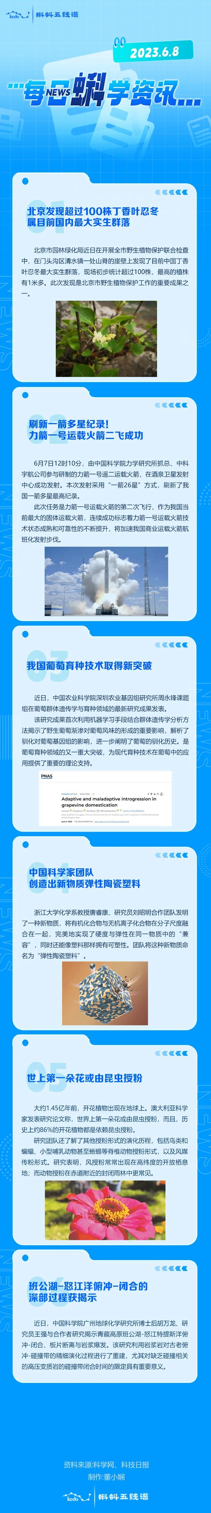 每日蝌学资讯 | 北京发现超过100株丁香叶忍冬，属目前国内最大实生群落；刷新一箭多星纪录！力箭一号运载火箭二飞成功