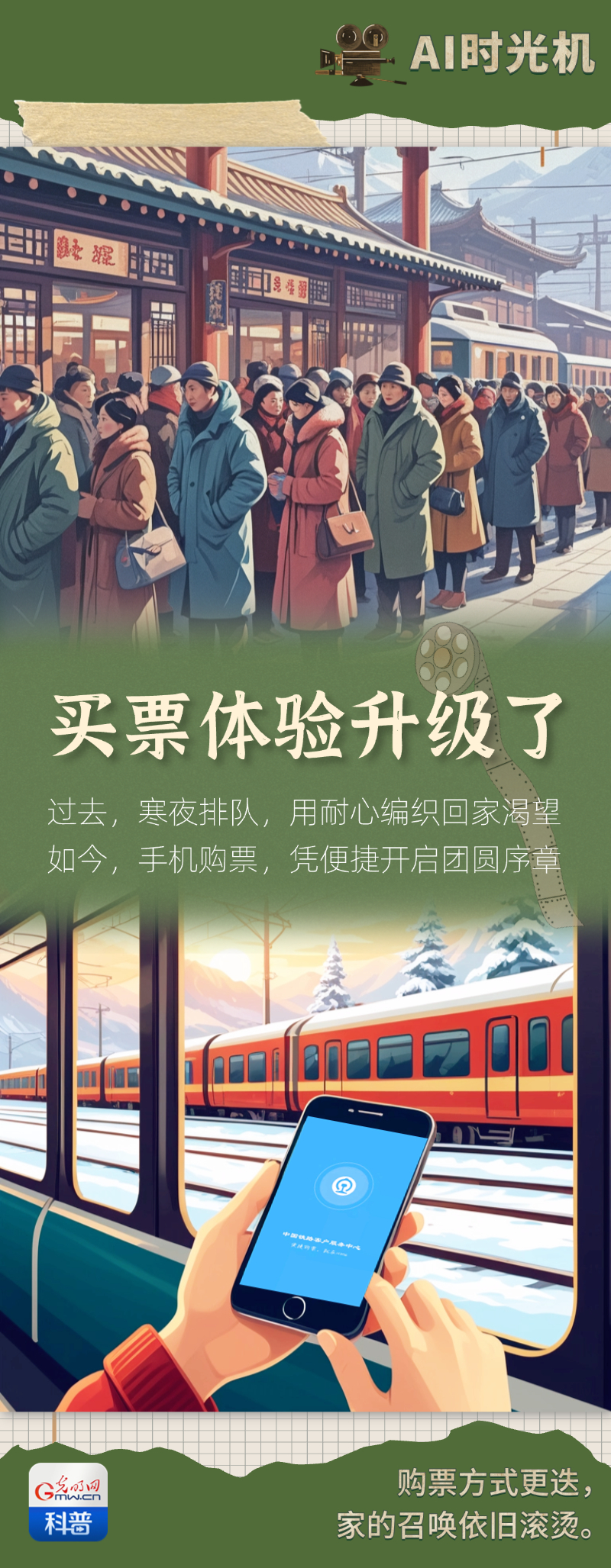 AI时光机｜从绿皮车到高铁网，春运见证时代前行印记