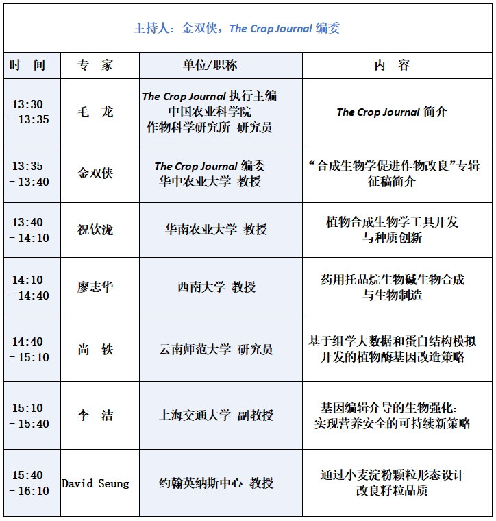 科普中国直播预告｜合成生物学如何促进作物改良