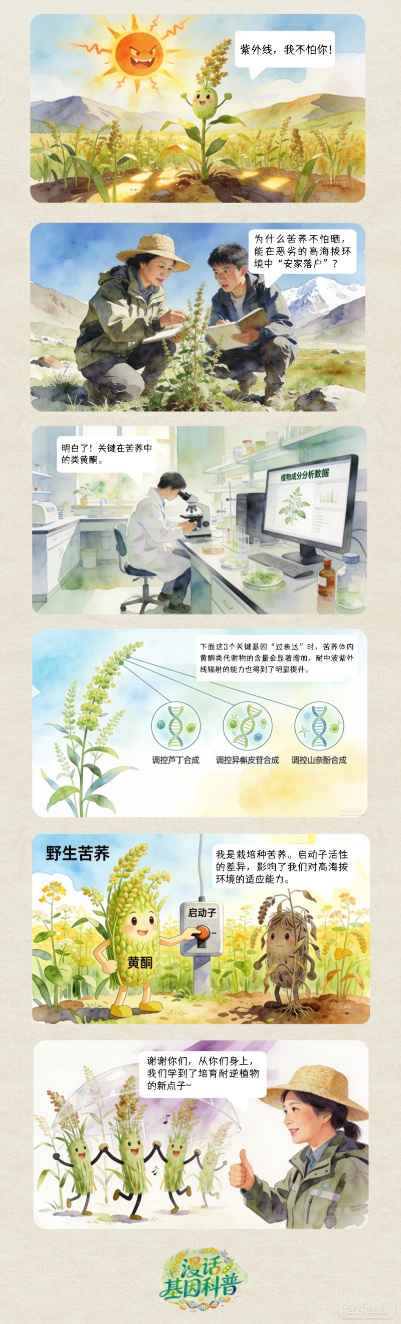漫话基因科普丨苦荞为何能长在高原?3个关键基因提升耐逆性 漫话基因科普丨苦荞为何能长在高原?3个关键基因提升耐逆性