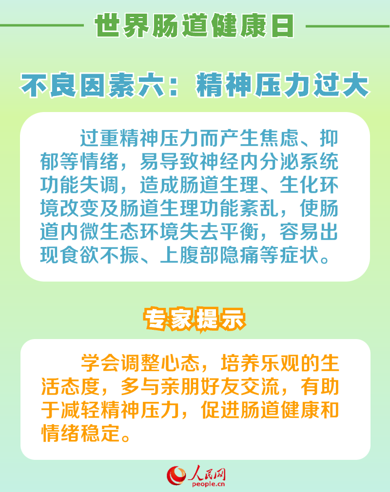 世界肠道健康日：呵护肠道健康 请避开这6个不良因素